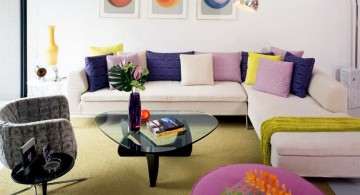 retro modern decor with L shaped sofa