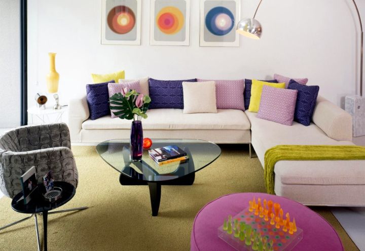 retro modern decor with L shaped sofa