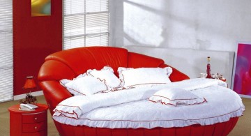 round bed frame in red