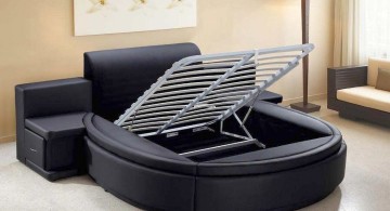 round bed frame with hidden storage