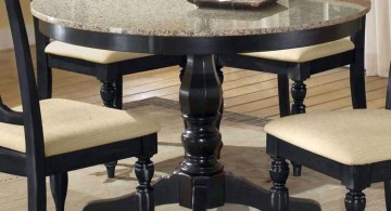 round granite dining room table with classic spindle leg