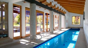 rustic and minimalist indoor lap pool