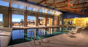 rustic country club indoor lap pool