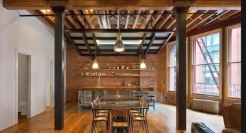 rustic criss crossed exposed beam ceiling