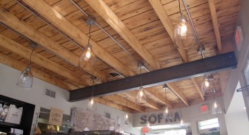rustic exposed beam ceiling in a shop