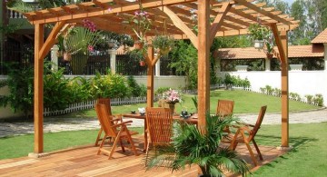 rustic modern pergola kit with sitting area