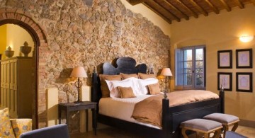 rustic tuscan bedroom furniture with stone wall panel