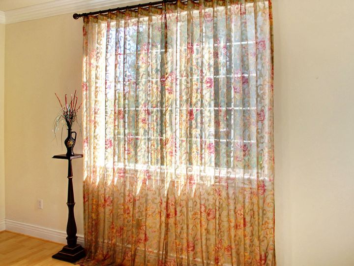 sheer curtains privacy with orange and red pattern