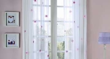sheer curtains privacy with red flowers