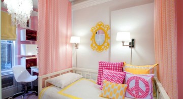 simple hot pink room with chandelier