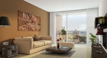simple living room outlooking the city