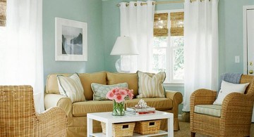 simple living room with rattan chairs