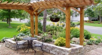 simple rock garden ideas attached to a pergola