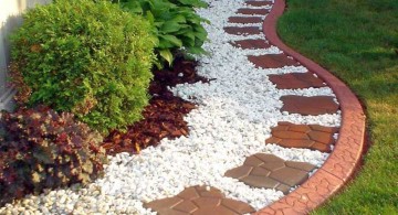 simple rock garden ideas with brick tiles