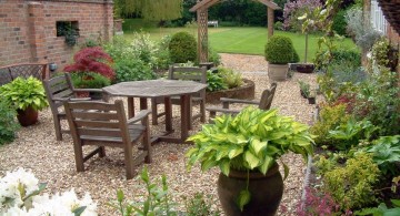 simple rock garden ideas with sitting area