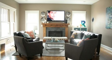 simple room arrangements with black sofa