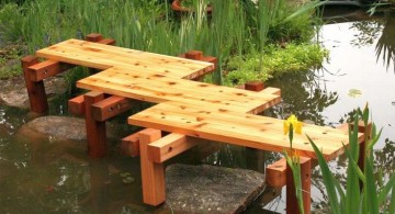 simple zigzag DIY garden bridge without railings