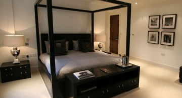 sleek piano black modern four poster bed