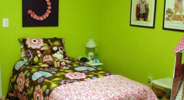 small but cozy lime green bedroom
