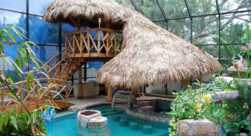 small pool ideas for indoor with tiki hut