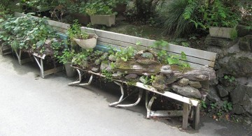 small rock garden designs using the bench