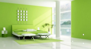 spacious lime green bedroom
