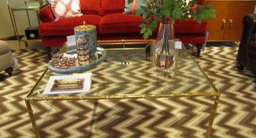 square lucite coffee table with unique linings