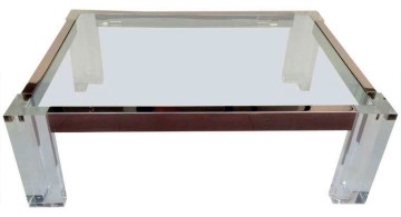 steel lined minimalist acrylic cocktail table