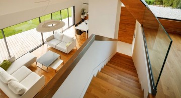 two barn house interior and stairs