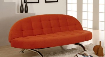 unique sleeper sofa in bright orange
