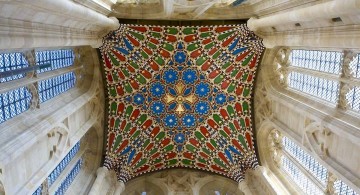 vault ceilings tall in blue and red