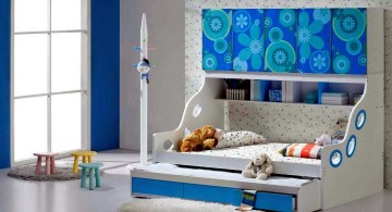 wall mounted unique trundle beds in blue