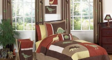 warm colors Dinosaur themed bedroom