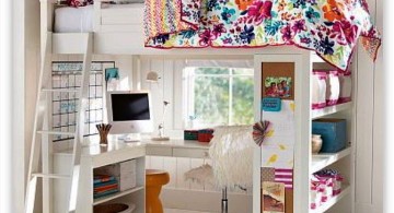 white loft bed with desk for loft bedrooms