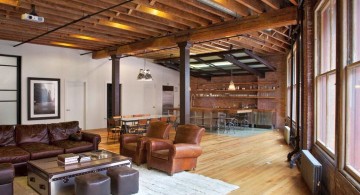 wide and rustic exposed beam ceiling