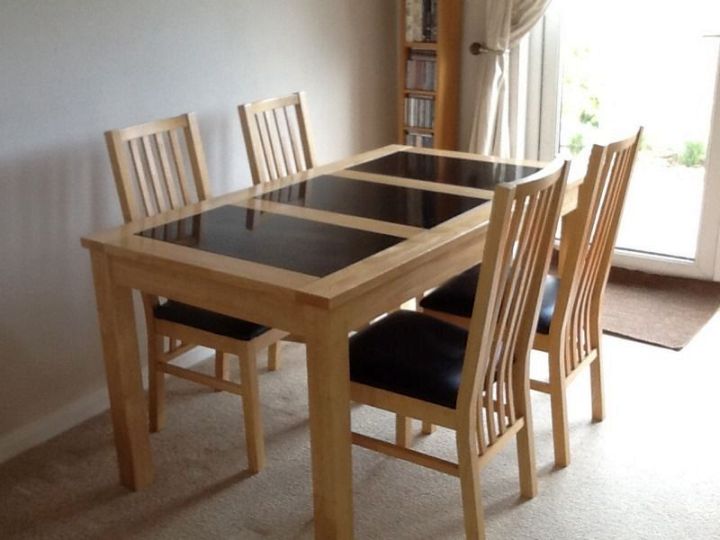 wood and granite dining room table