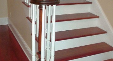 wood staircase with white linings