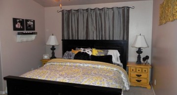 yellow gray bedroom for small basement rooms