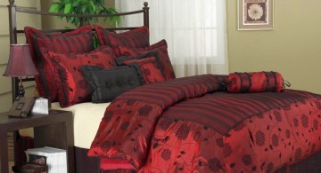 black and red bedroom ideas with dark wood furniture