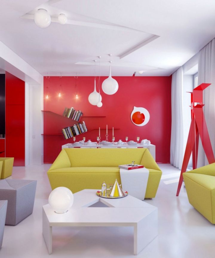 bright and contemporary red wall accent