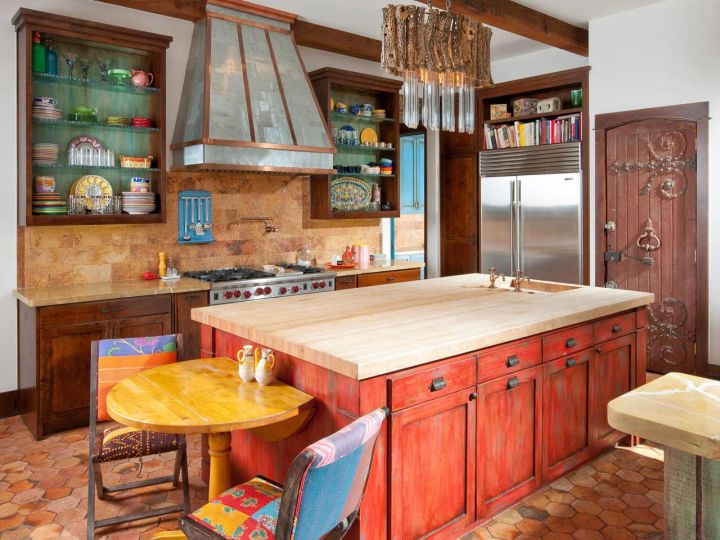 bright colored small mediterranean kitchen designs