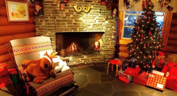 christmas room with presents in red