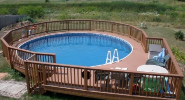 circular above ground wood pool deck