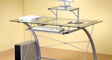 clear office desk with curved legs