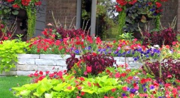 colorful terraced flower garden