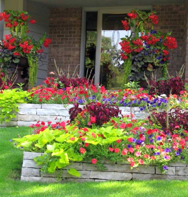 colorful terraced flower garden