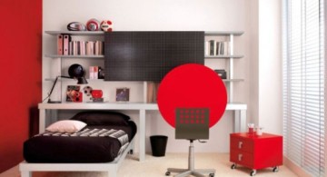 compact black and red bedroom ideas