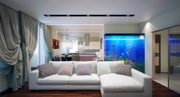 contemporary fish tank buil in the wall