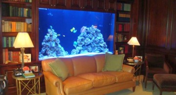 contemporary fish tank built in bookshelf