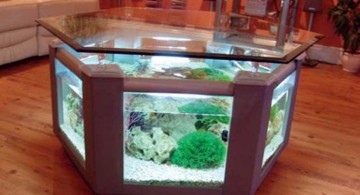 contemporary fish tank hexagonal desk